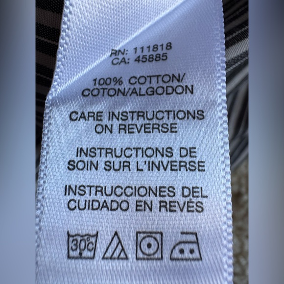 Michael Kors Men’s Striped Long Sleeve Button Shirt Size Large Extra Button EUC - Picture 8 of 11